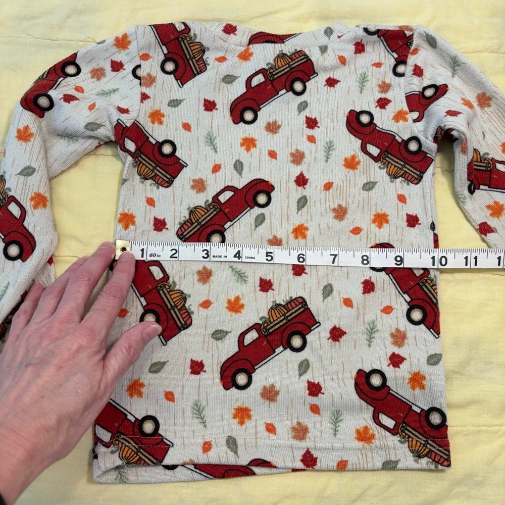 Kids PJ Bundle, 4T, Grinch Stripe Pajama Set & Fall PJs & Pumpkins Red Truck Set - Picture 5 of 16